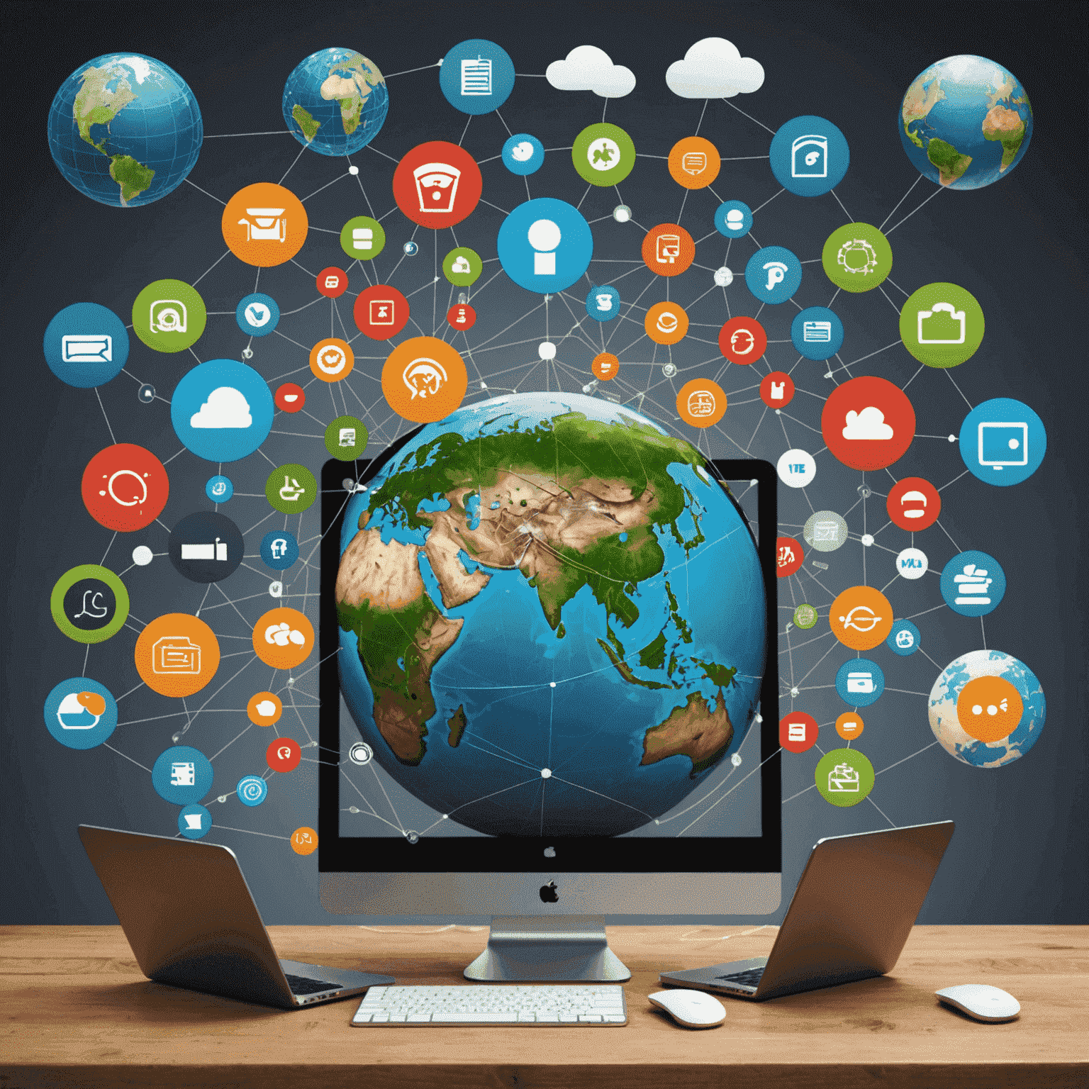 A visual representation of the internet revolution, showing the transition from traditional communication methods to the interconnected digital world we know today