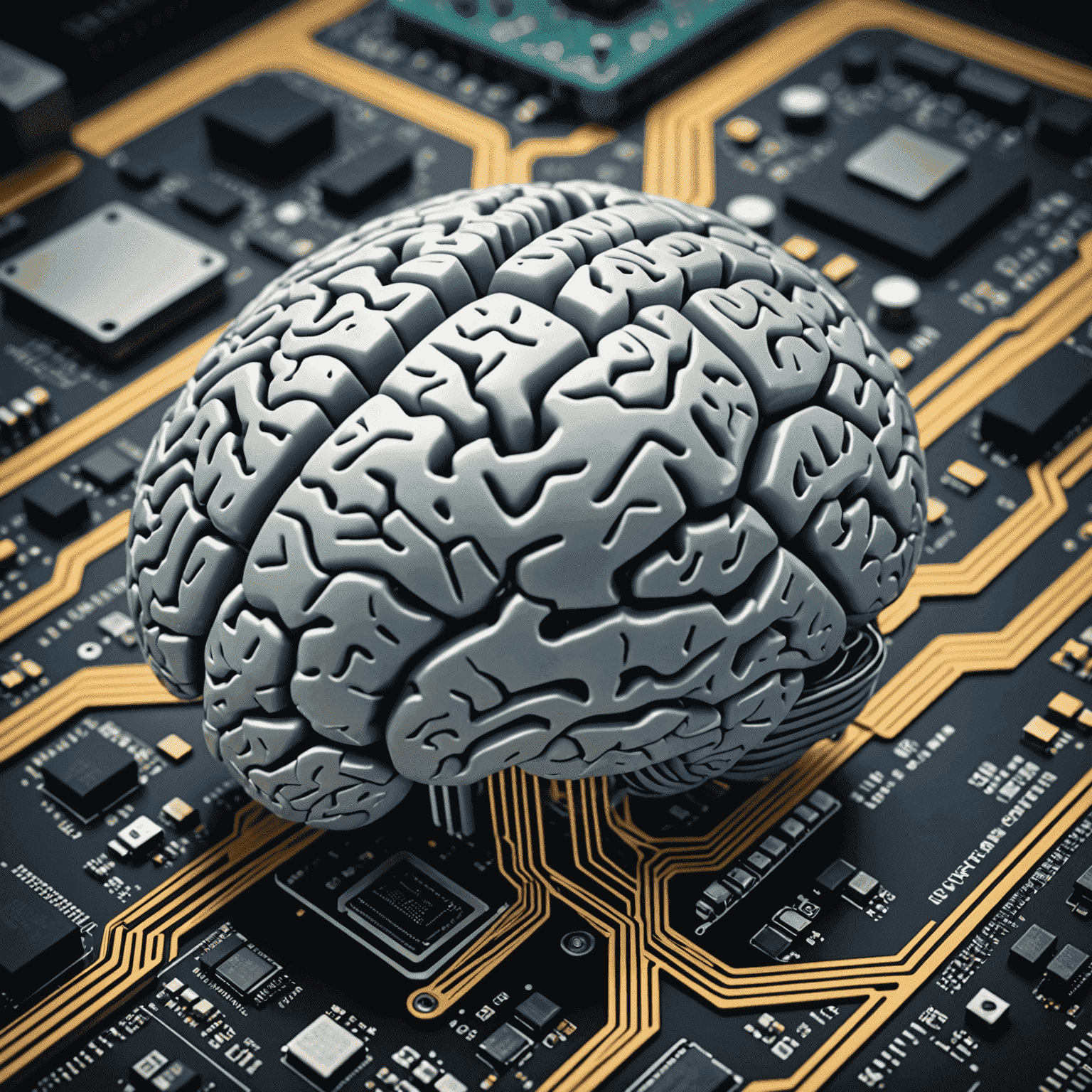 An image showing a human brain connected to a computer chip, symbolizing the symbiotic relationship between human intelligence and artificial intelligence